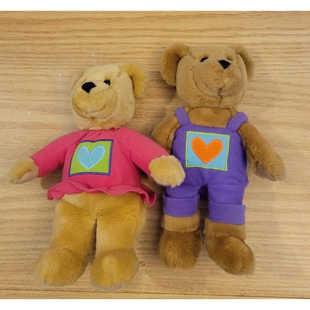 1997 Hallmark Kiss Kiss Magnetic Bears Limited Ed Valentines Day Plush Set 8in